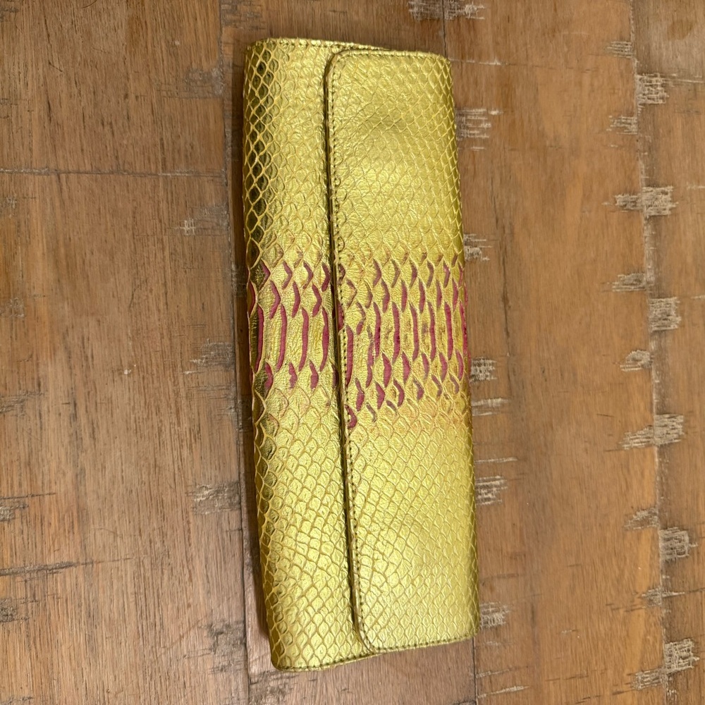 VTG Abas Gold and Hot Pink Snakeskin Clutch